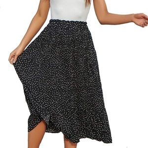 Pok-a-dot Black and White flow skirt womens